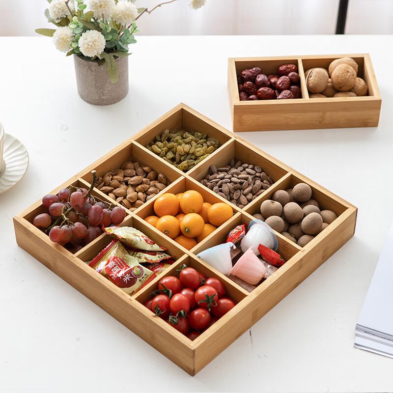 Yi Deng Xia Square Bamboo 9-Compartment Serving Platter