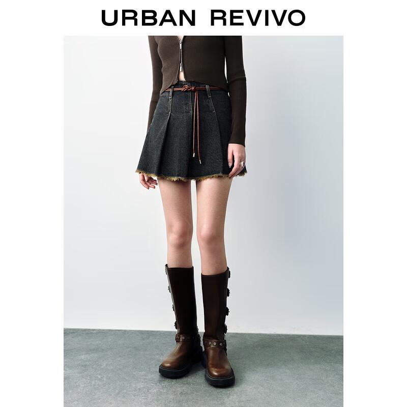 UR Women s Retro Washed Fringed Denim Mini Skirt XXS