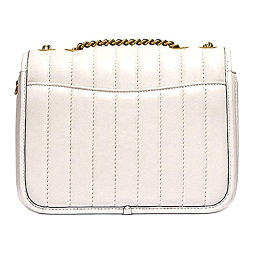 Coach Madison 23 Solid Color Striped Quilted Chain Shoulder Strap Napa Smooth Leather Small Crossbody Bag Women Bags Pink White 4684-B4HA