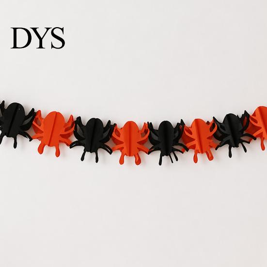 Classroom Garden Party Wall Hangings 10FT Halloween Garland, Spooky Skull Pumpkin Spider Hanging Paper Bunting Easy Assembly Holiday Banners