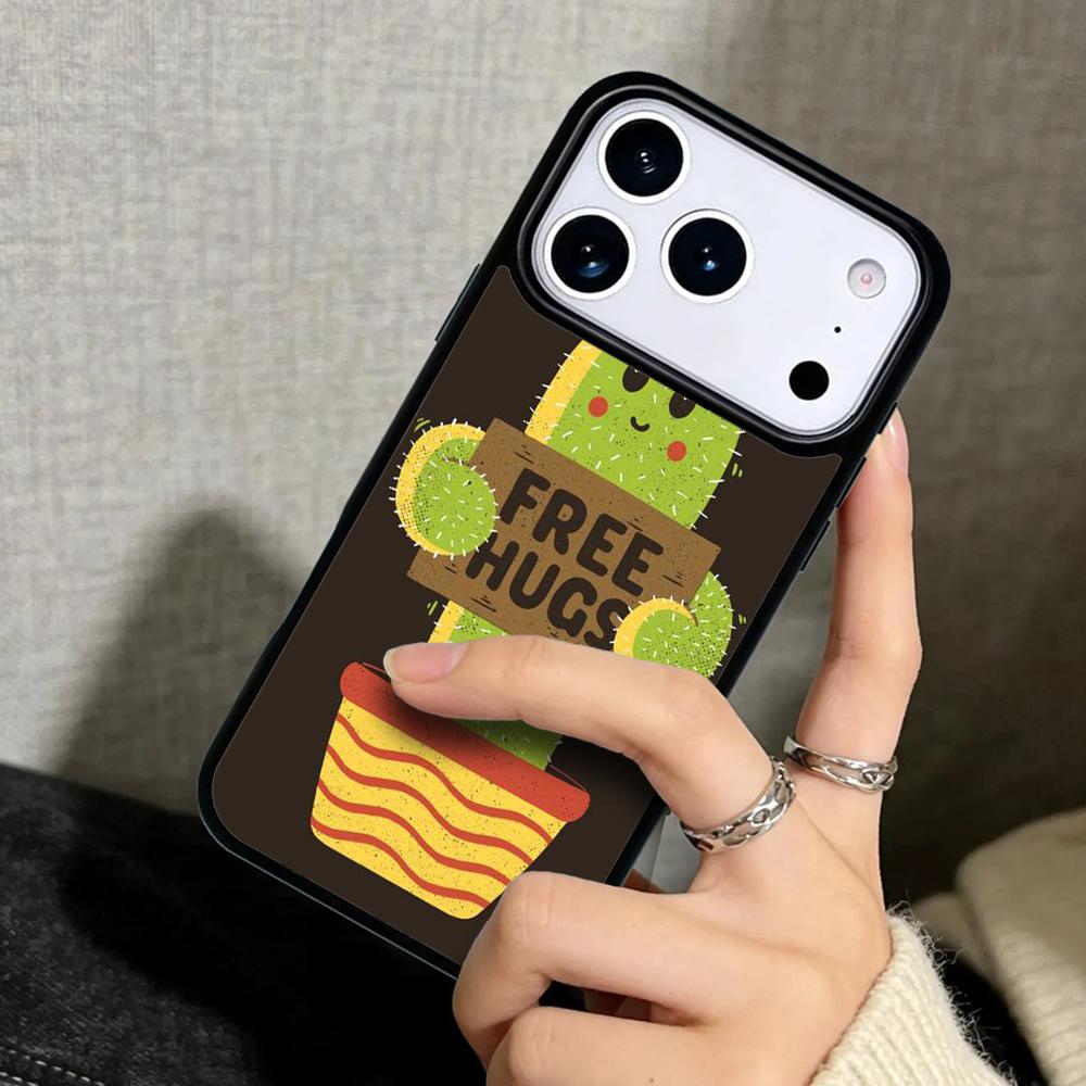 Hülle Case für iPhone 17 Air 16 Pro Max 15 Plus 11 13 Mini 14 12 Rückseite Handyhülle Umarmung Kaktus Sommer