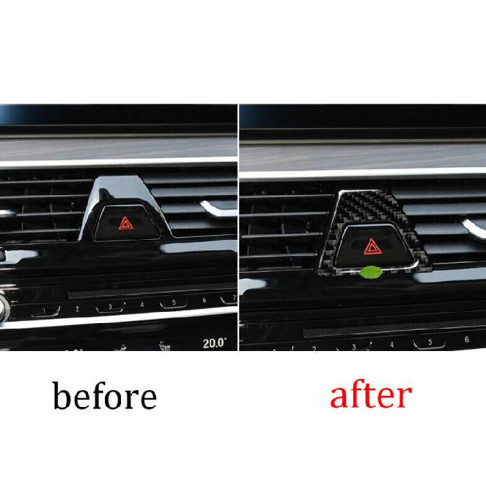 For BMW 5 Series 18- Real Carbon Fiber Console Emergency Light Switch Decor
