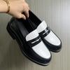 Novos mocassins casuais preguiçosos de design de um pedal, sapatos clássicos retrô estilo britânico, sapatos Derby