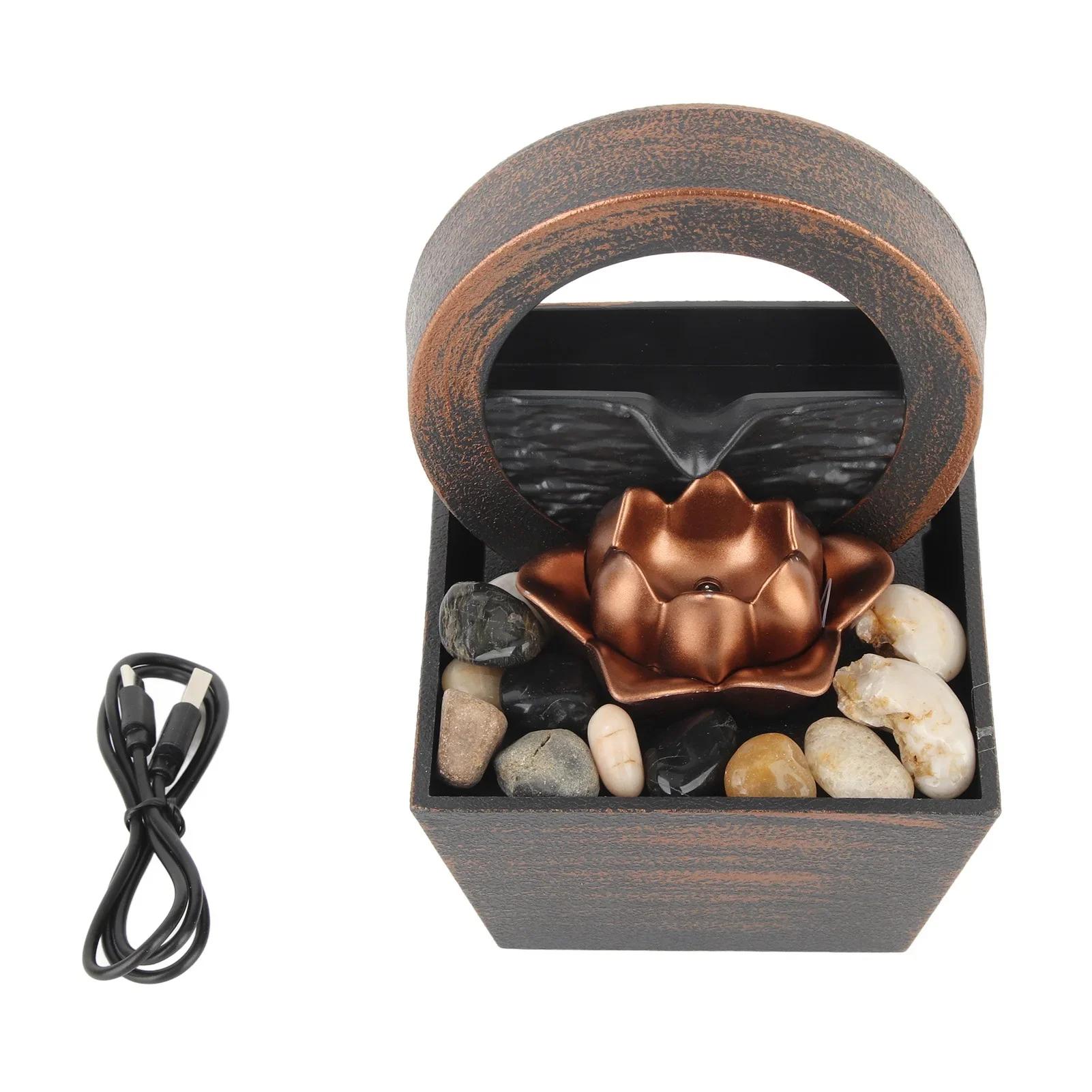 

LED Tabletop Fountain 5V Decorative Relieve Stress Waterfall Fountain Exquisite Plastic for Home Decoration