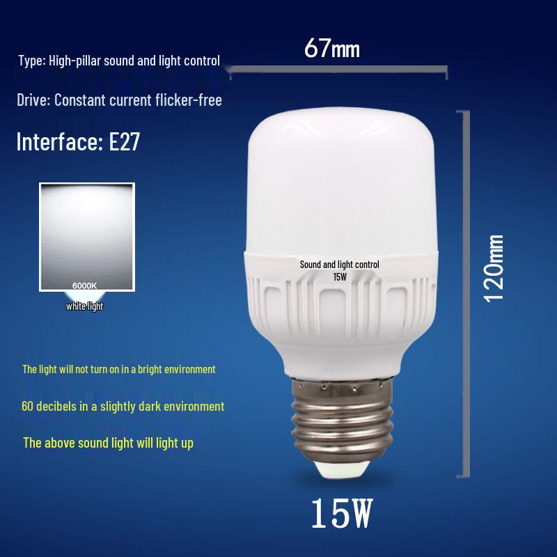 LED-Klanggesteuerte Glühbirne mit Radar-Bewegungssensor, Flurbeleuchtung, E27-Schraube, Energiesparend, 3W/5W/7W.