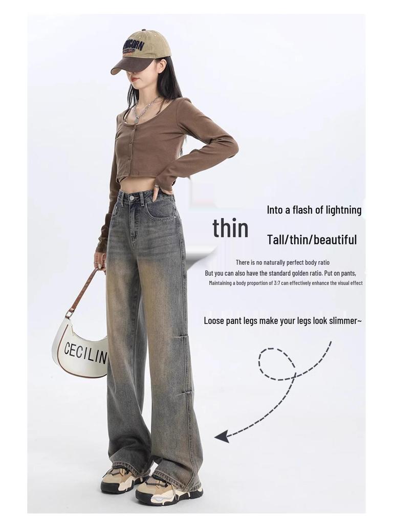 Damen Distressed High Waist Wide-Leg Jeans - Trendig, Vielseitig, Schlankmachend und Locker geschnitten.