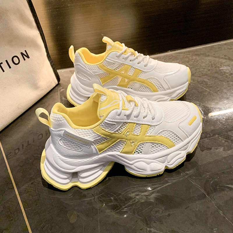 Daddy shoes women's summer 2025 new versatile mesh breathable thick-soled super fire casual sports little white shoes ins tide