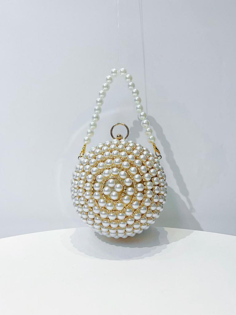 Pearl Rhinestone Spherical Evening Handbag