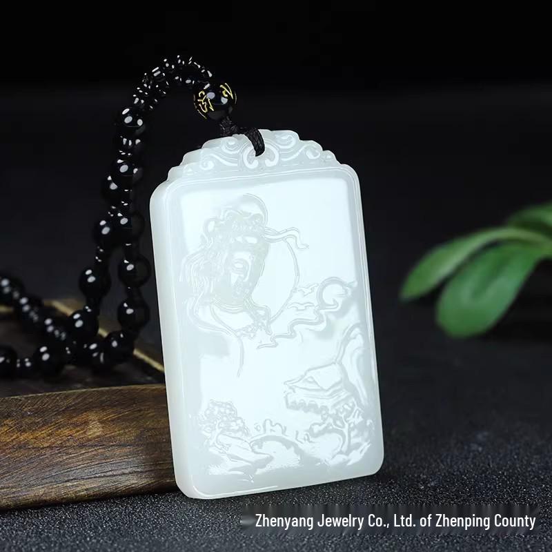 Imitation Hetian White Mutton Fat Jade Guanyin Pendant for Men and Women белый