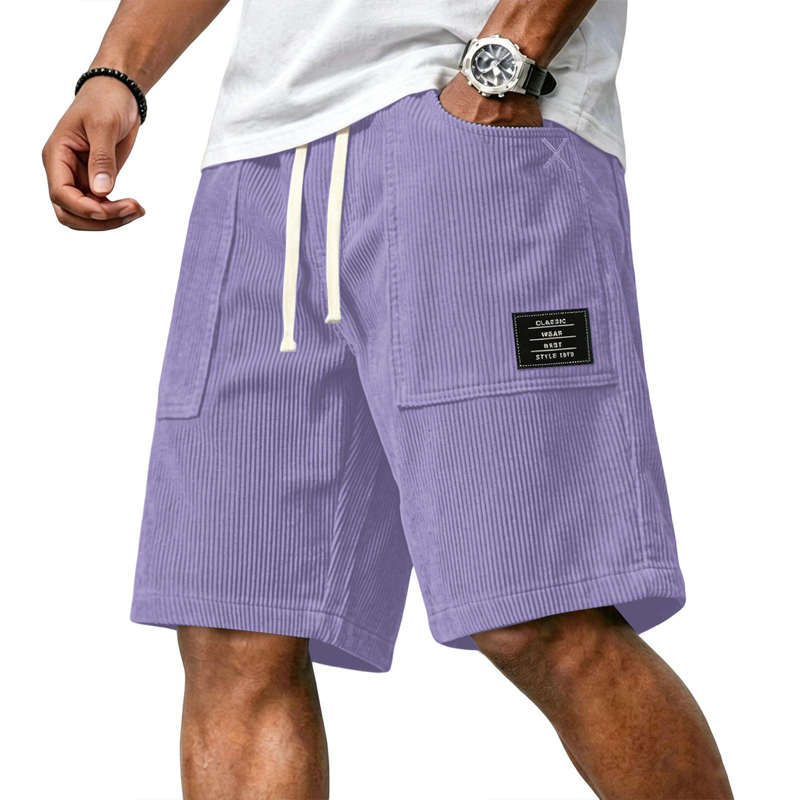Master key Heren Casual Ribstof Korte Broek met Trekkoord, Steekzakken en Verstelbare Tailleband, Comfortabele Pasvorm voor Dagelijks Gebruik L