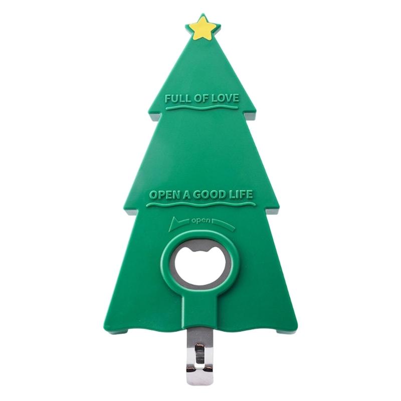 Christmas-Tree Shape Ergonomic Handle Can Opener Multi Function Bottle Opener Magnetic Kitchen Gadget 1