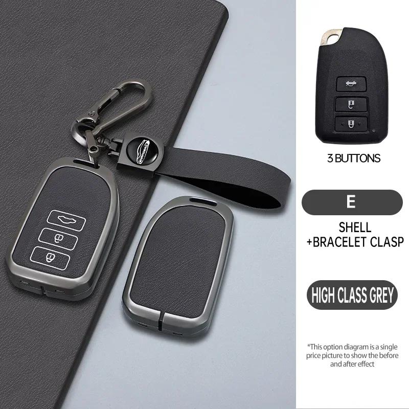 Stylish Zinc Alloy + Leather 2 3 Button Car Key Case for S0 Prado Yaris Vios Previa Protective Case Keyless Car Accessories JH0