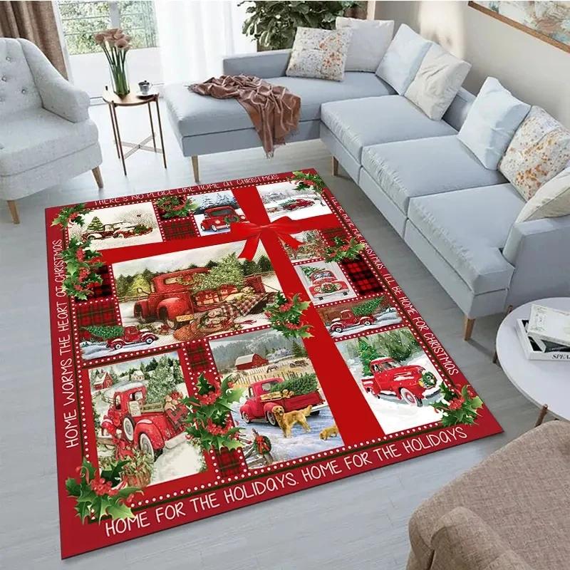 Weihnachten Weihnachtsmann Teppich für Wohnzimmerdeko Sofatisch Große Flächenteppiche Flur Balkonmatte Schlafzimmer Rutschfeste Bodenmatte