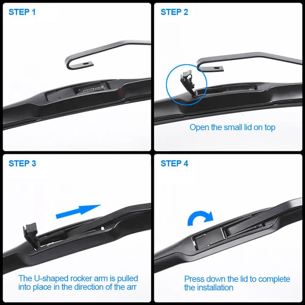 1Pc Automotive Universal U-type Soft Rubber Boneless Wiper HD Quiet Durable Automotive Wiper 16" 18" 19" 21" 22" 24"