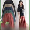 Women's Plus Size Cotton Linen Elastic Waist Wide-Leg Shorts (5-Point)