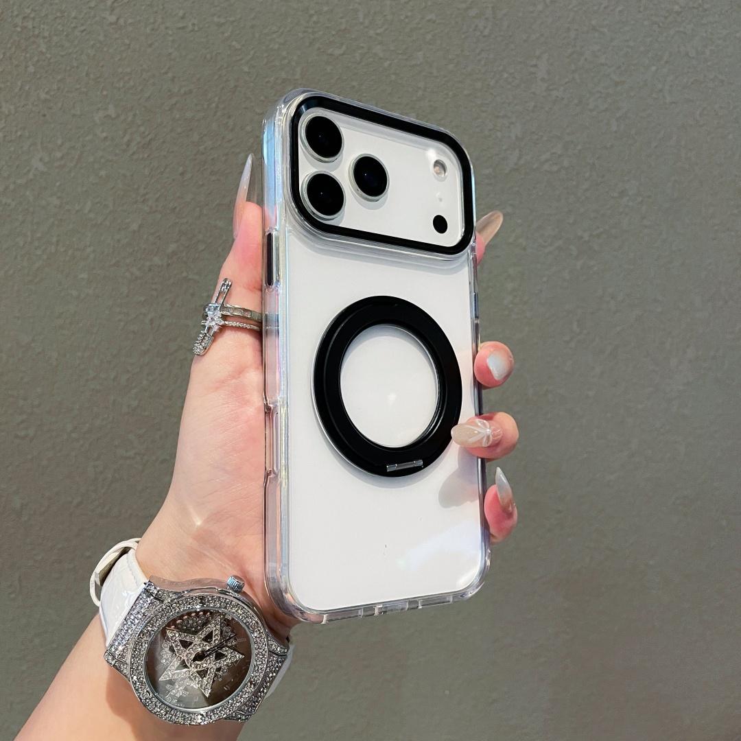 

Case For iPhone 17 16 15 14 13 12 Pro Max Air Magsafe 360° Rotation Metal Stand Clear Soft Edge Hard PC Backplate Hybrid Cover Pc + tpu&iPhone Air
