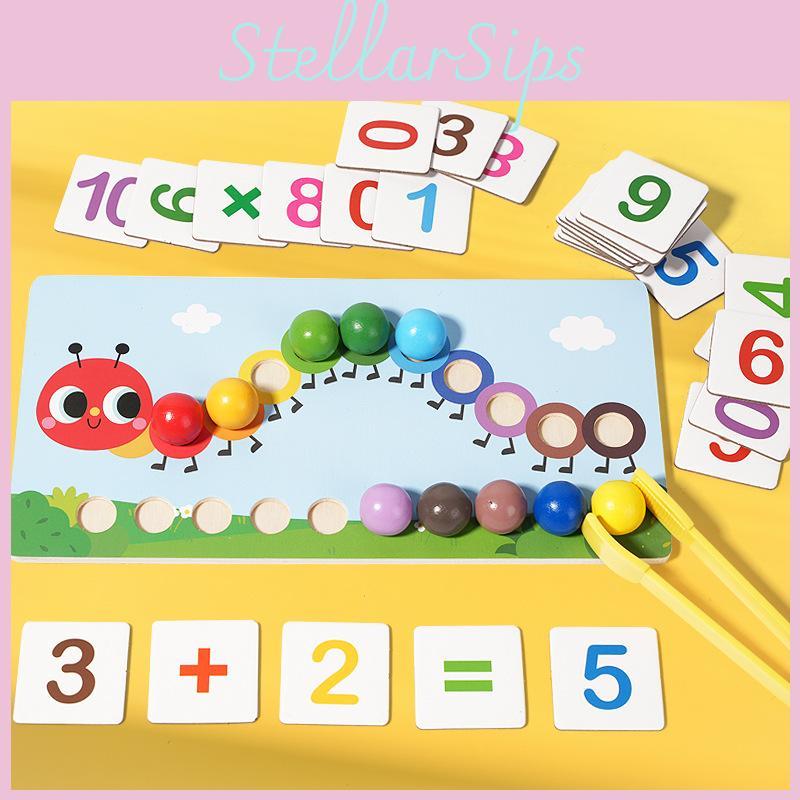 Toy Kids Wooden With Colorful Beads Caterpillar Early Education Skills Cognitive