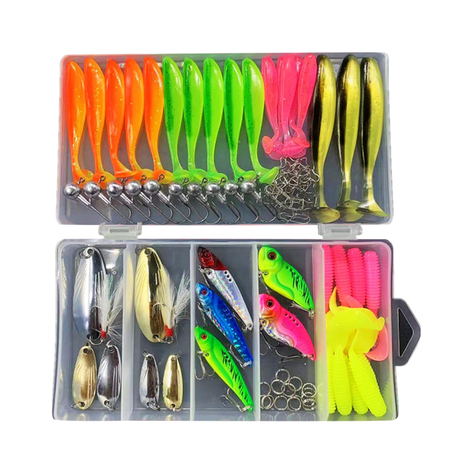 

Новая коробка для рыболовных снастей, рыболовный набор с вибрирующими, мягкими, крючковыми и грузилевыми аксессуарами, набор для ловли окуня, судака, форели One Size