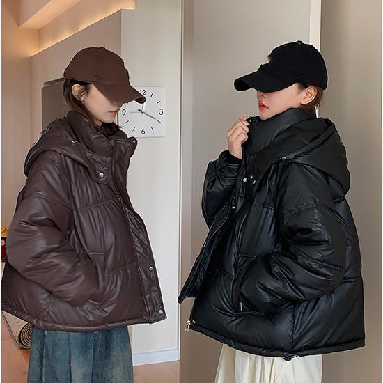 Autumn and Winter Down Cotton Jacket Short Hooded Women's Loose Cotton Jacket Casual Cotton Jacket Jacket