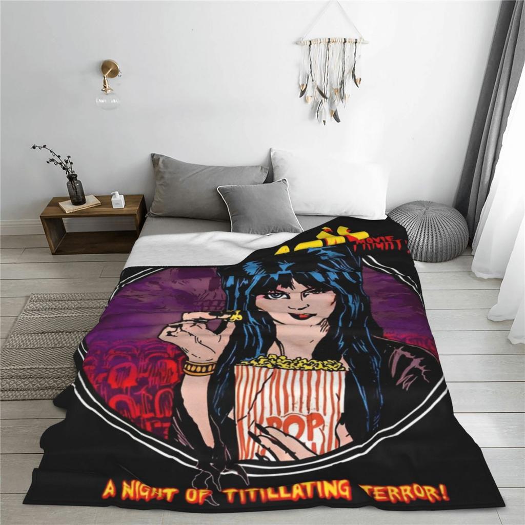 Elviras Mistress Of The Dark Movie Flannel Blanket Goth Queen Super Soft Throw Blanket for Couch Chair Bedspread Sofa Bed Cover
