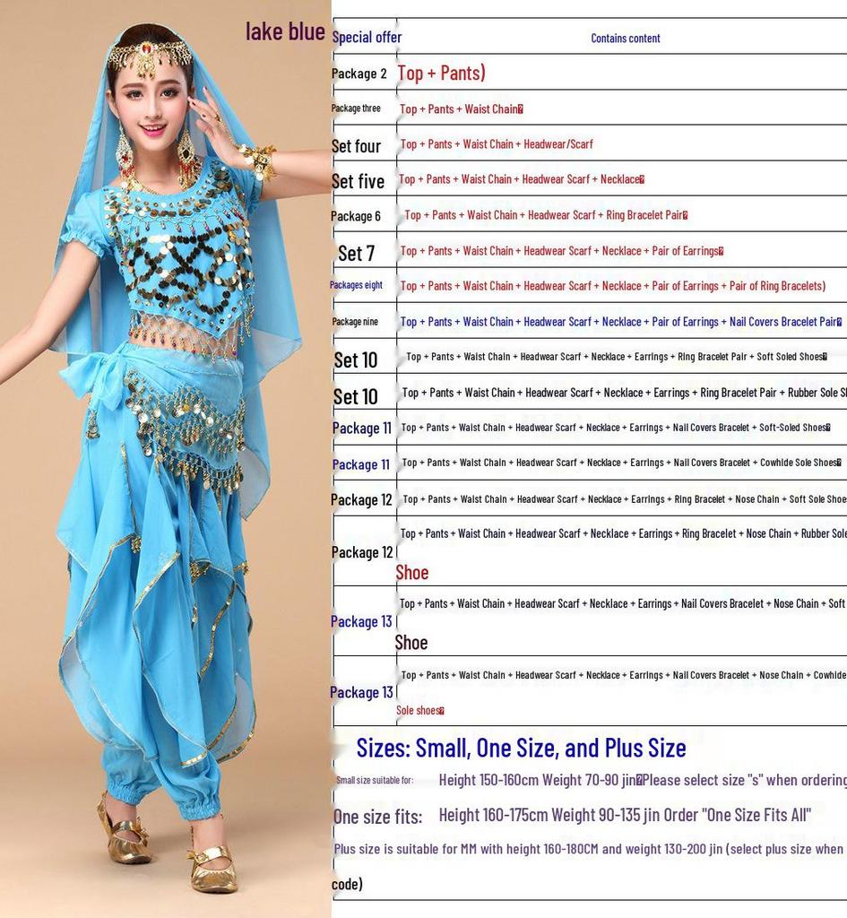 Y Belly Dance Set: Indian Dance Costume for Stage & Practice - Women's Rotating Performance Wear.