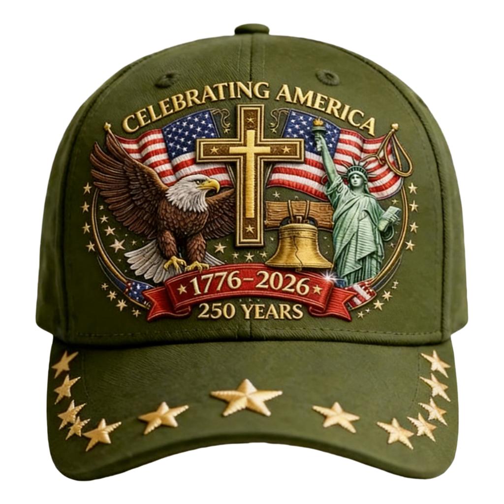 1776-2026 American Flag Print Hat Baseball Cap Patriotic Outdoor Washed Cotton Eagle Quick Dry Breathable Adjustable Cap for Men