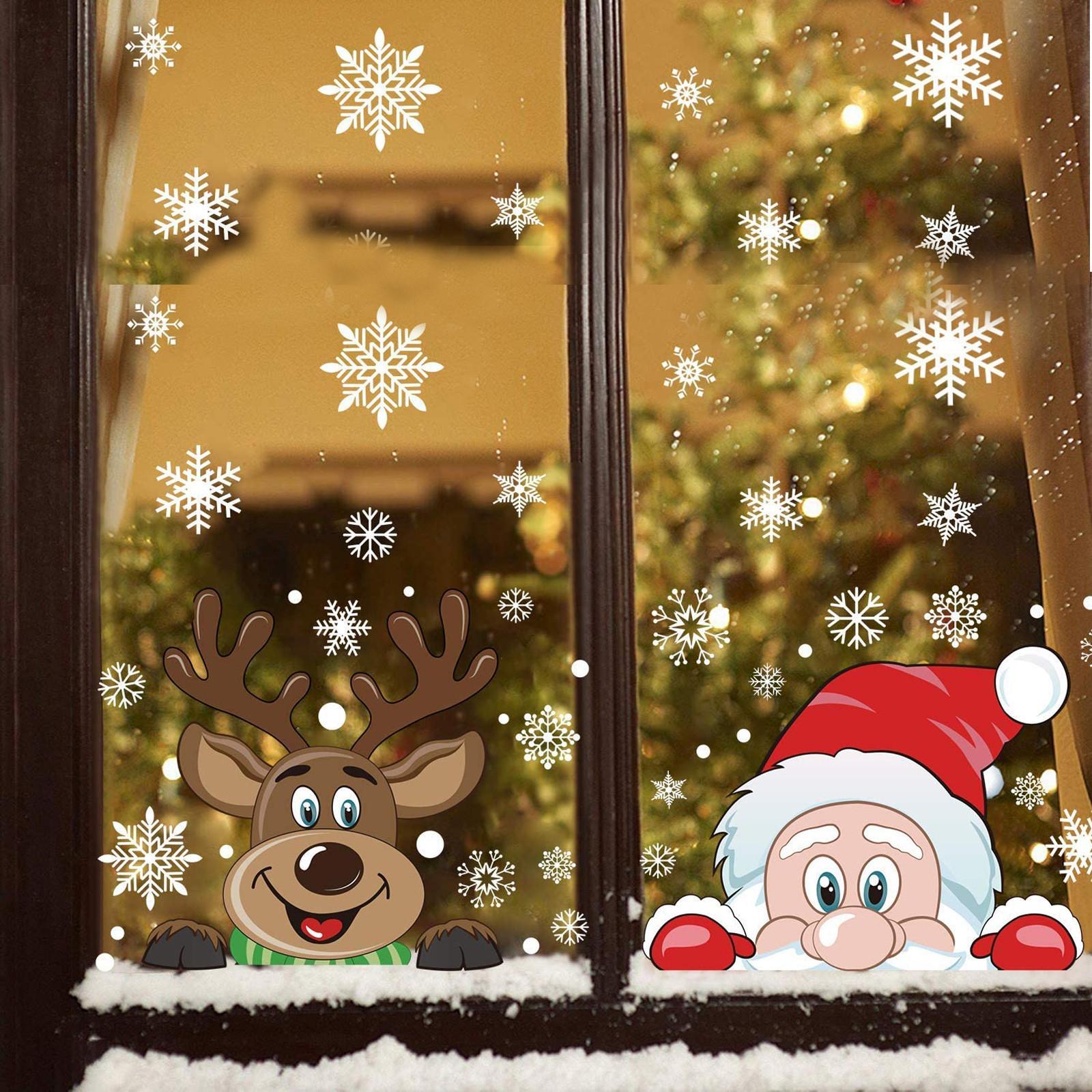 

Christmas Snowflake Window Cling Stickers Glass Xmas Decals Decorations Holiday