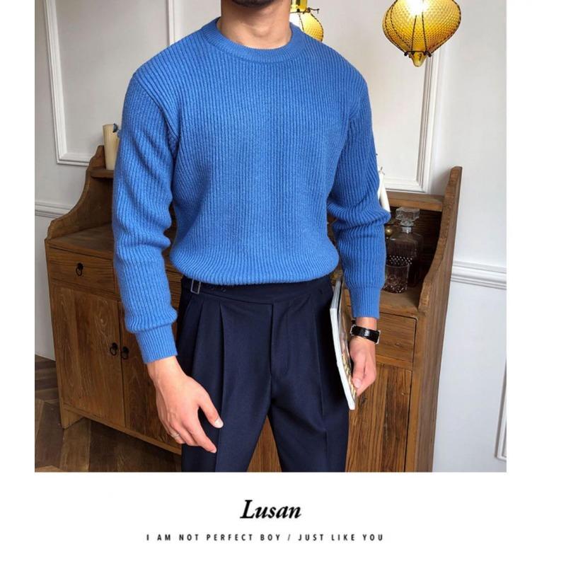 Men S Thick Knit Sweater Loose Fit Korean Style Casual Winter Pullover