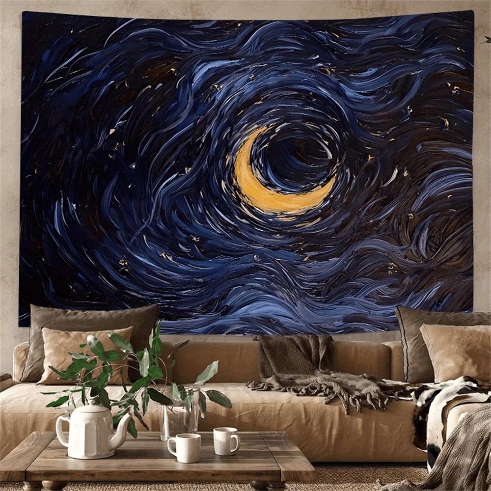 Starry Sky Vortex Tapestry Bohemianstyle Wall Decor Polyester Fiber Material Printed Large Wall Tapestry Hanging Tarot