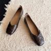 Commuter Version~ French Temperament Flat Shoes Women's New Shallow Mouth Square Head One Pedal Single Shoes Versatile Retro Doudou Shoes