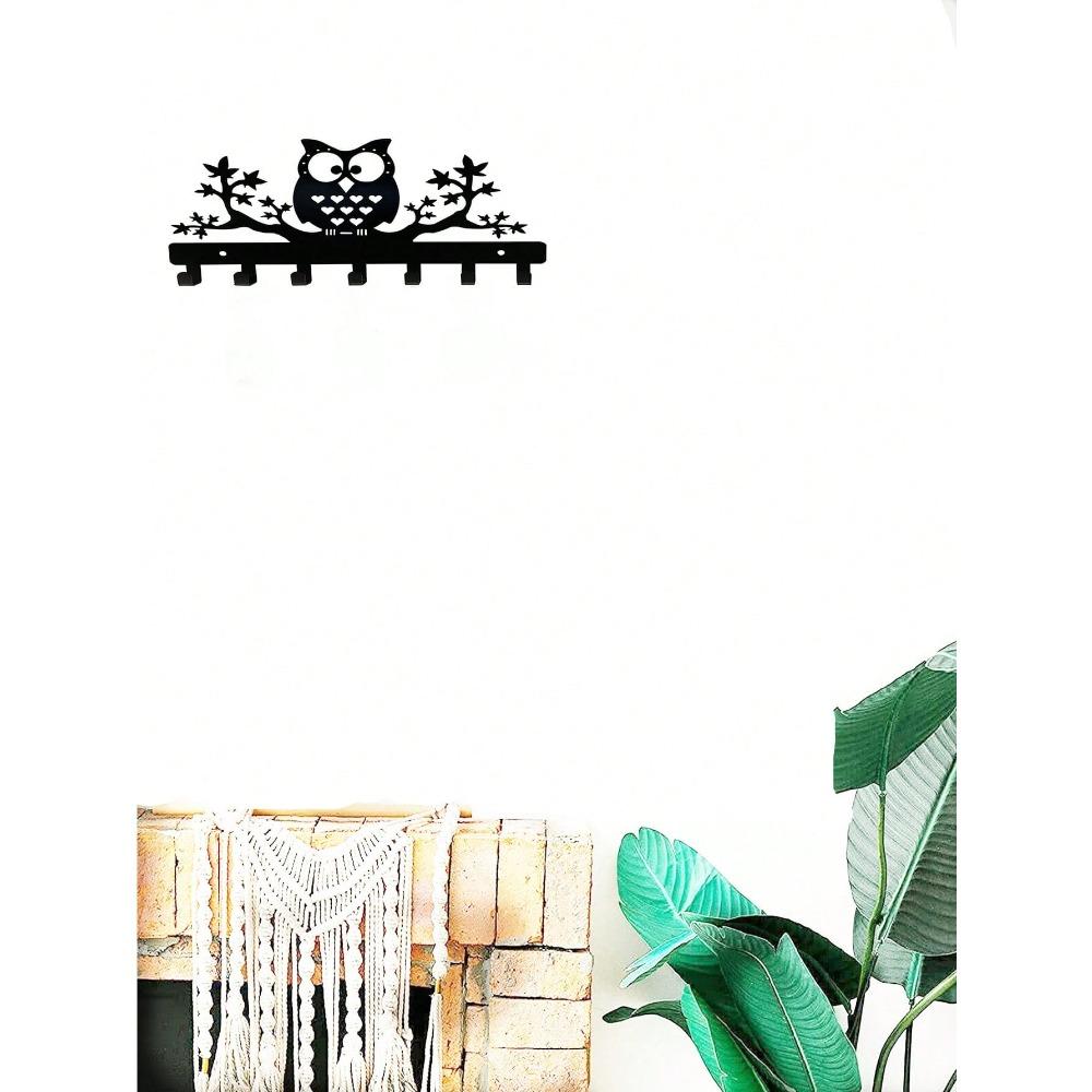 Owl Wall Hook, Metal Bird Decorative Hanger, Entryway Sculptural Coat Rack, Forged Iron Home Accent