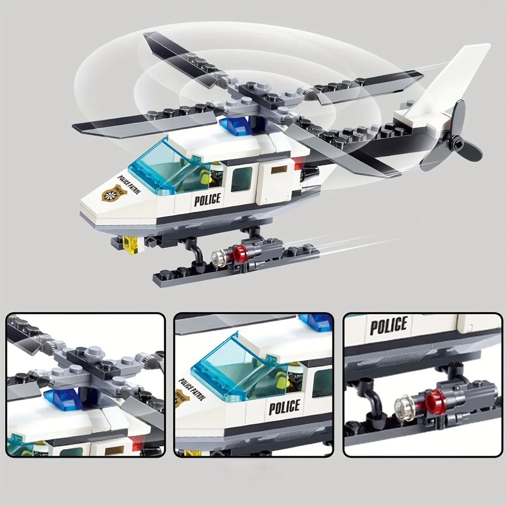 Police Helicopter Creative Small Particle Building Block Diy City Series Building Block Toys Halloween/Thanksgiving/Christmas Gi