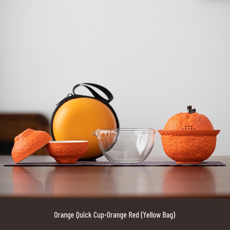 

Оранжевый Портативный Чайный Набор Кунг-Фу для Путешествий и Кемпинга 150 ml