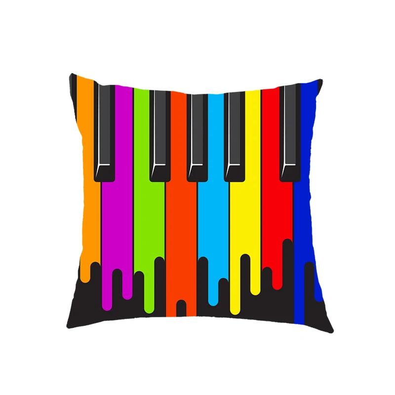 Mode Musiknoten Druck Kissenbezüge Gitarre Klavier Kissenbezüge Zuhause Schlafzimmer Haus Büro Quadratischer Kissenbezug Dekokissenbezug