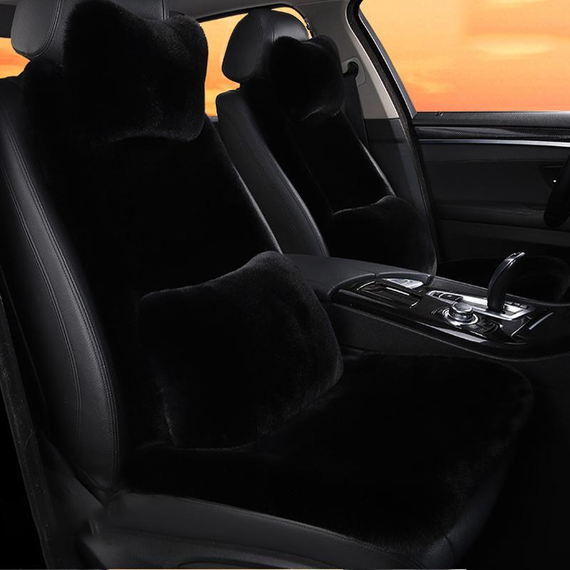 New Winter Car Plush Seat Cushion Heart Shaped Head Pillow Neck Pillow Waist Support Cushion Thickened Warm Universal Seat Cover