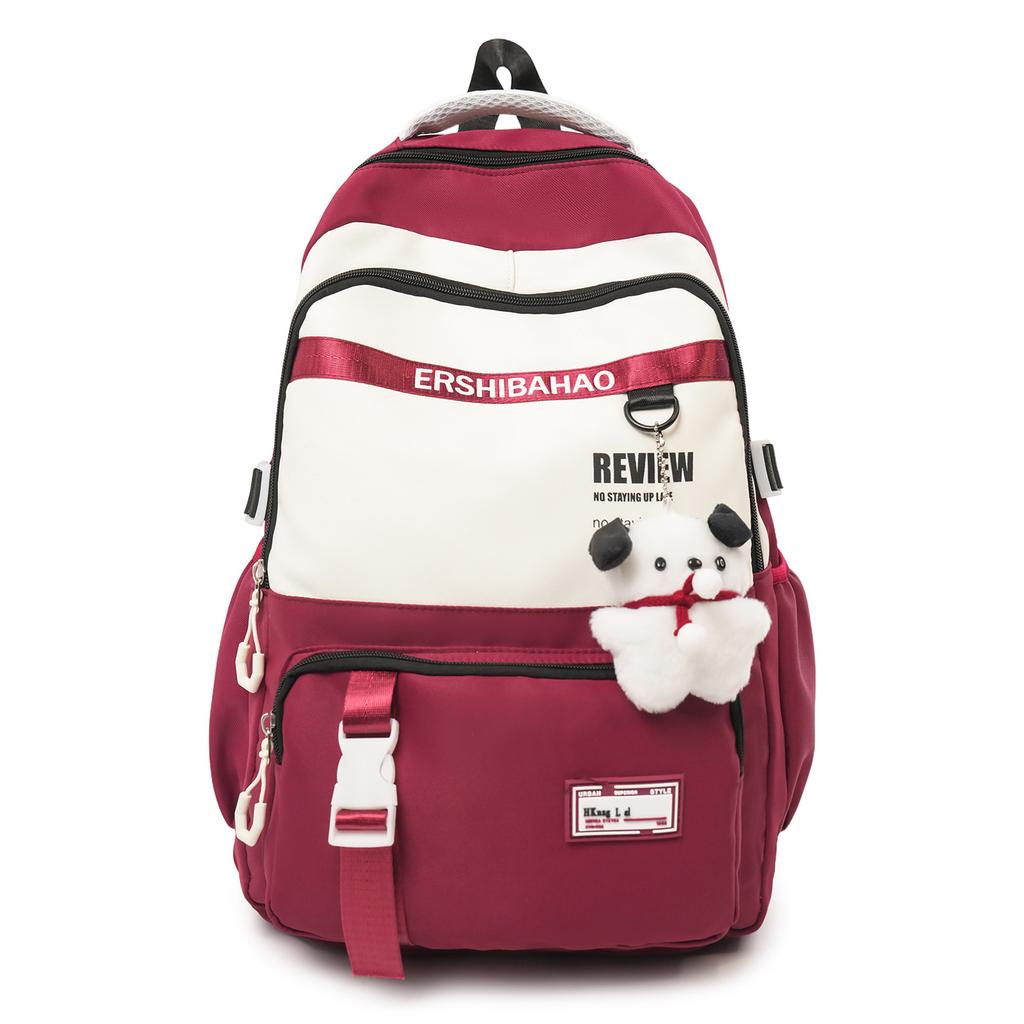New Trendy Versatile Backpack Korean Fashion Color Block Student School Bag Large Capacity Nylon Travel Backpack