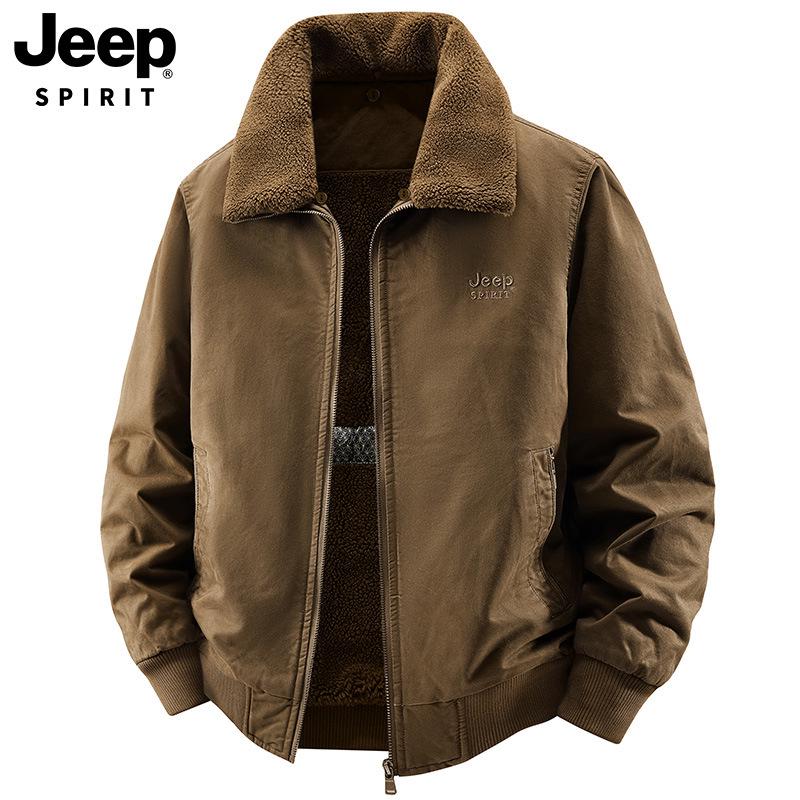 2025 Men's Fleece-Lined Warm Jacket with Detachable Fur Collar - Wear-Resistant Cotton Coat for Autumn/Winter