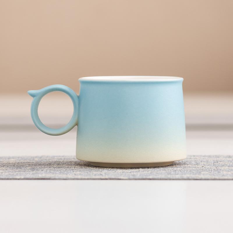 High-end coffee cup gradual change exquisite ceramic cup and saucer set high value mug light luxury design gift