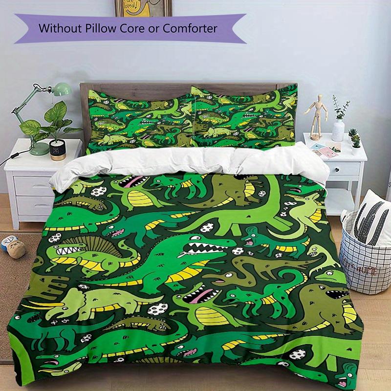 3Pcs Dinosaur Pattern Printed Bedding Set, Breathable And Soft, Machine Washable, Christmas Gift, Suitable for Bedroom Decoration, 15196