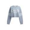 Letter Stripe Pattern Round Neck Pullover Short Sleeve Sweater Women Sweater Blue CN488-BLU