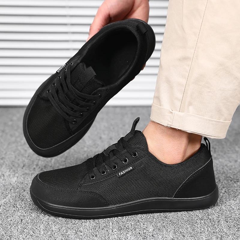 Fashion Men's Sneakers Wide Toe Breathable Barefoot Sports Large Summer Trendy Black Mesh Casual Walking Shoes