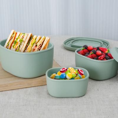 3 Stück Silikon Lunchbox 6.7/10/20oz Lebensmittelaufbewahrungsbehälter Erhitzbare Mahlzeitenbox für Schule Büro Bento Outdoor Snack Obstboxen