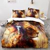 Lion Duvet Cover Set 3D Print Wild Animal Under Sunshine King Queen Size For Teens Kids Bedding Set Polyester Comforter Cover