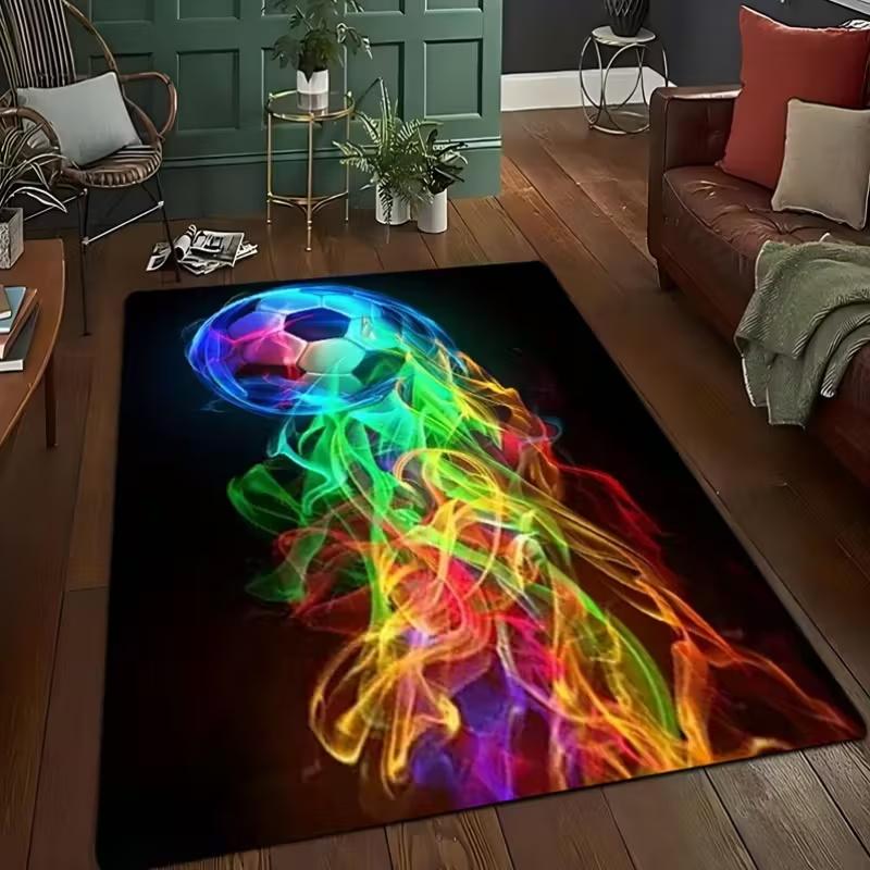 Dywan Kreskówkowy z Motywem Sportów Piłkarskich Mata Podłogowa do Sypialni Dziecięcej Piłka Nożna Duże Dywany Stylowy Dywan do Salonu i Przedpokoju