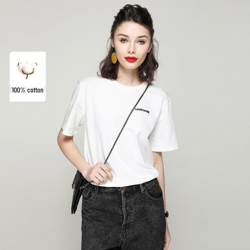 Bailuyu Women s Loose Fit Round Neck Printed Cotton T-Shirt M