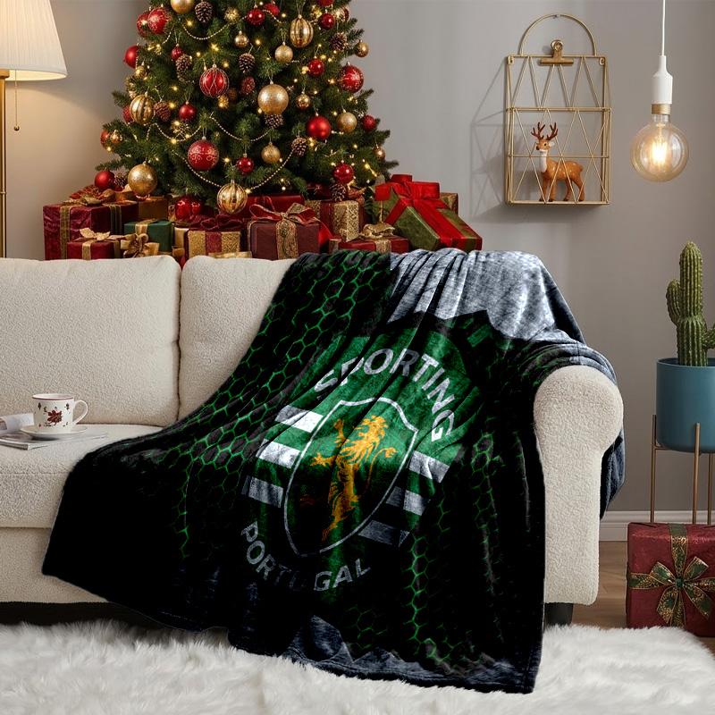 Sporting Portugal Crest Throws Blanket Flannel Blankets Plush for Couch Bed Gifts for Men Women Travel picnic blanket Christmas fan gifts