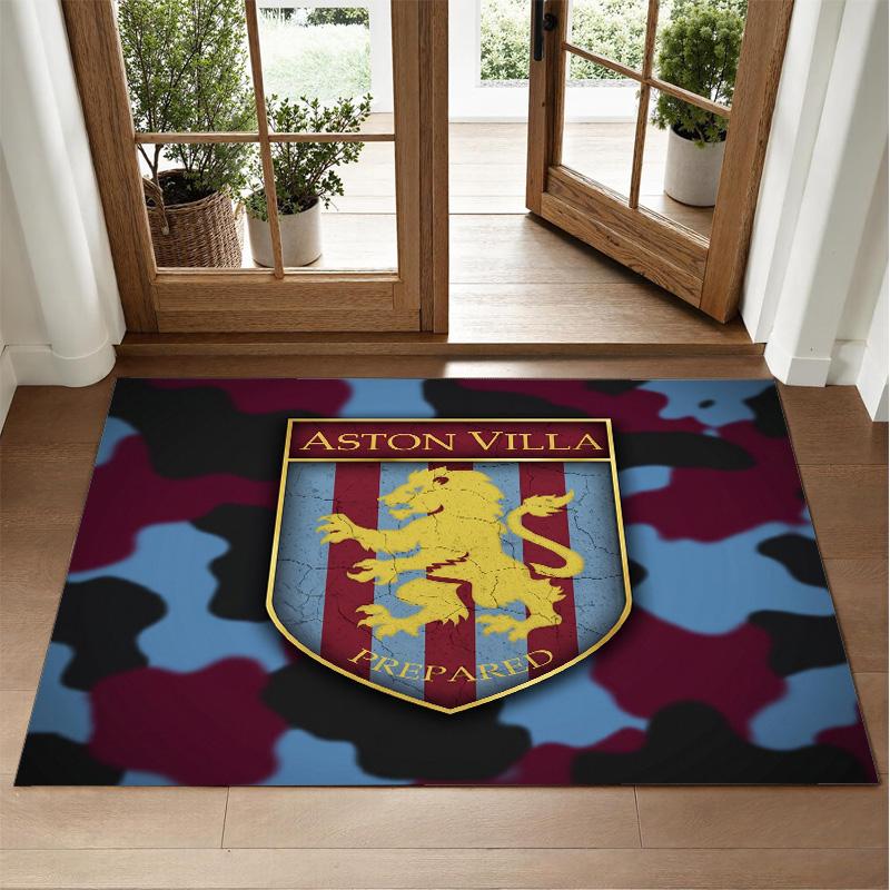 Aston Villa Football Design Crystal Velvet Rug Soft Decorative Mat for Bedroom Entrance