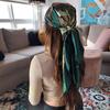 Satin Square Scarf Women Muslim Hijab Elegant  Print Silk Neckerchief Shawl Wraps Headband Handle Hair Accessories Bandana