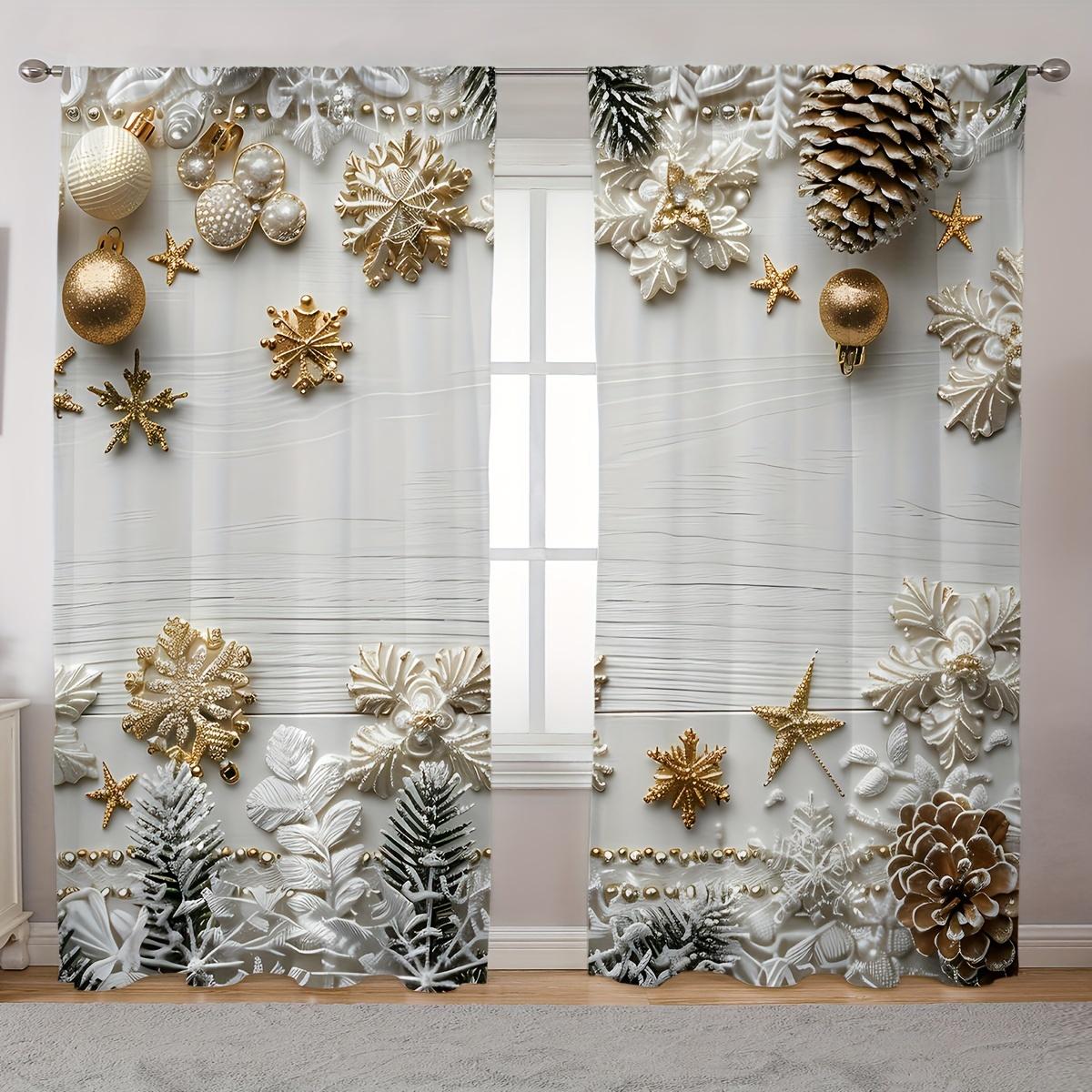 

Комплект из 2 предметов, напечатанный в виде рождественской елки и снеговика, дизайн кармашка для штор для гостиной, спальни, кухни, праздничный домашний рождественский декор 100W130H(CM)&Grommet Top