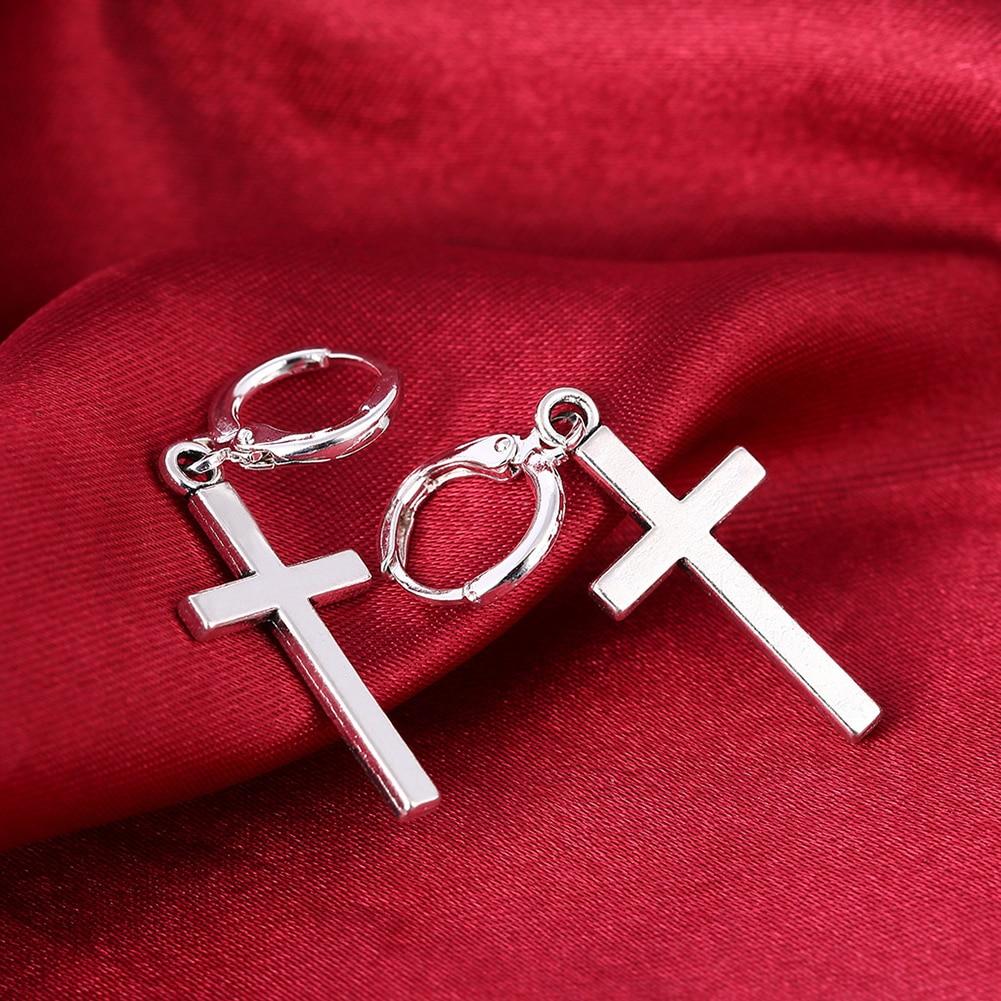 1Pair Modish Stylish Women Men Cross Pendant Cricle Earrings Tragus Cartilage Earrings Punk Giveaway Present Jewelry Gold Color Cool Engagement